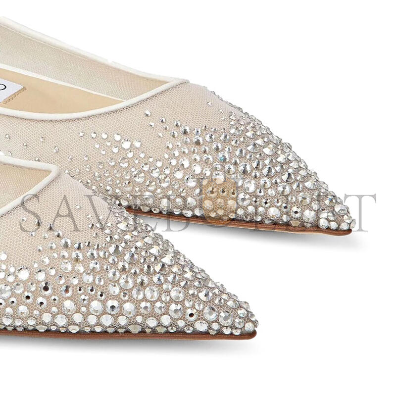 Ji*y Ch* love flat white degrade crystal mesh flats loveflatnyt